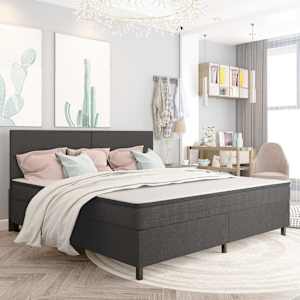 Postel boxspring šedá textil 200 x 200 cm - obrázek 1