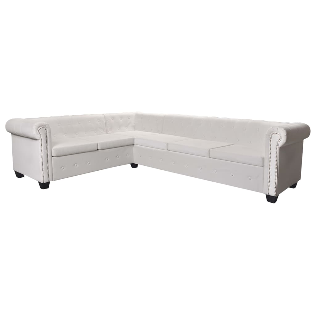 vidaXL Chesterfield hoekbank 6-zits kunstleer wit