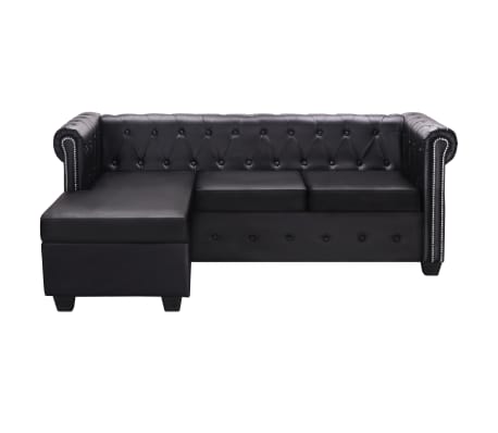 vidaXL L-shaped Chesterfield Sofa Artificial Leather Black