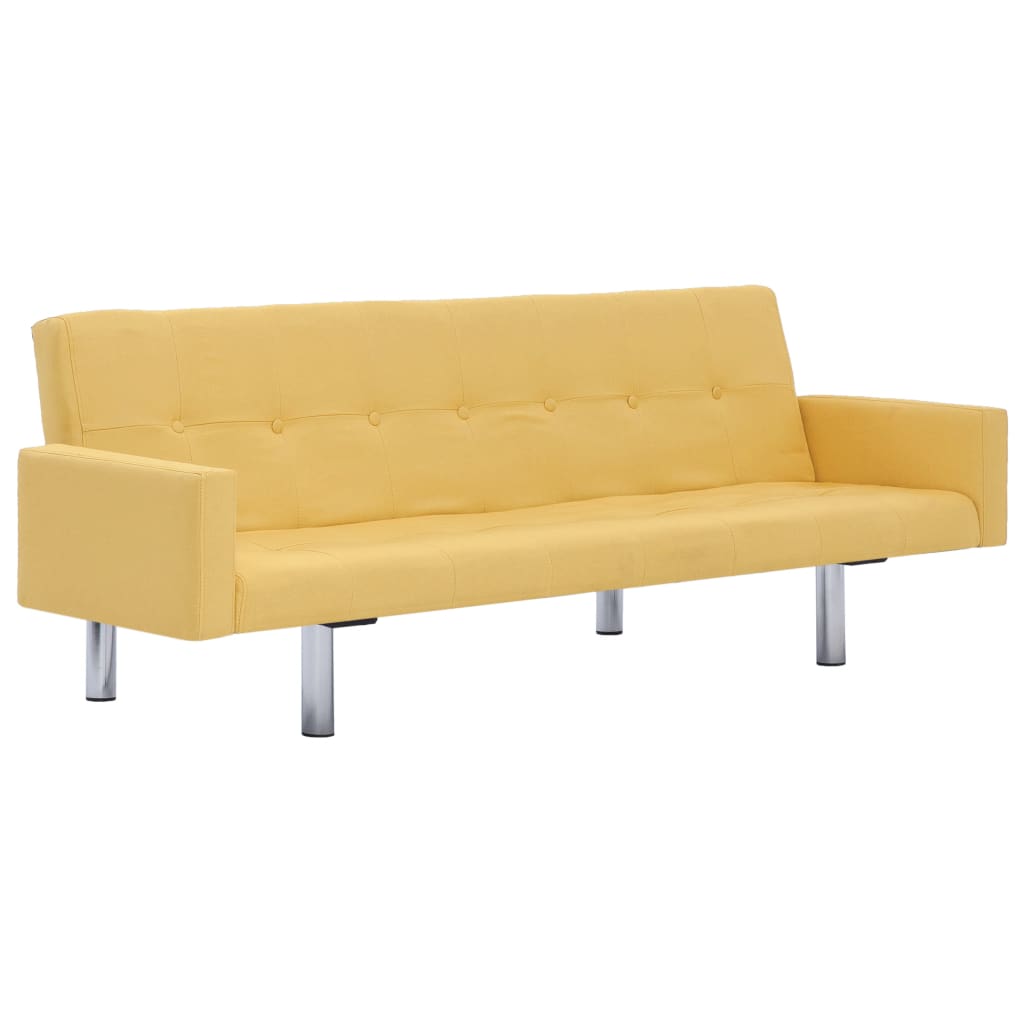 

vidaXL Sofa Bed with Armrest Yellow Polyester