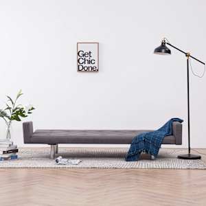 vidaXL Sofa Bed with Armrest Taupe Fabric