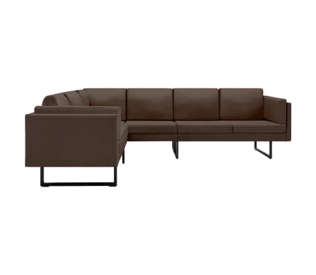 vidaXL Corner Sofa Brown Fabric