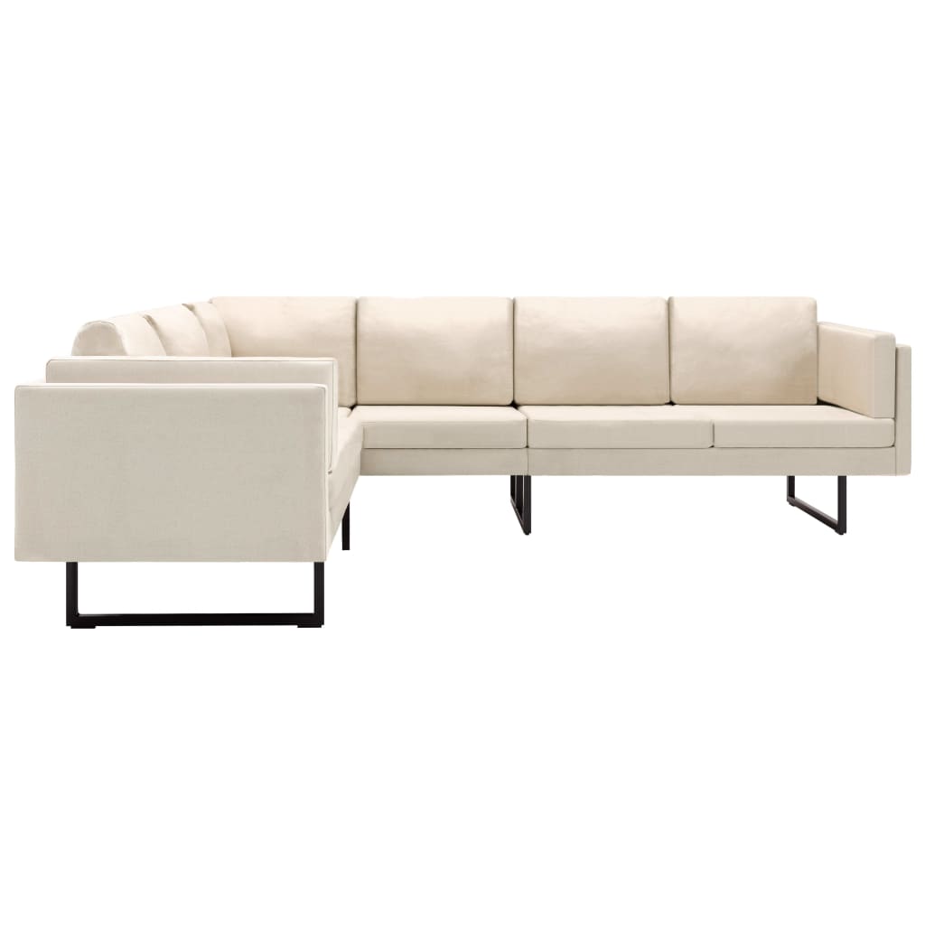 vidaXL Corner Sofa Cream Fabric