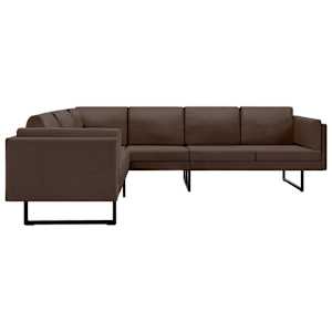 vidaXL Kampinė sofa, rudos spalvos, audinys