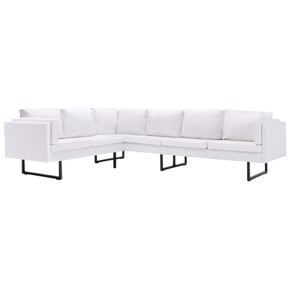 Canapea de colț, alb, piele artificială