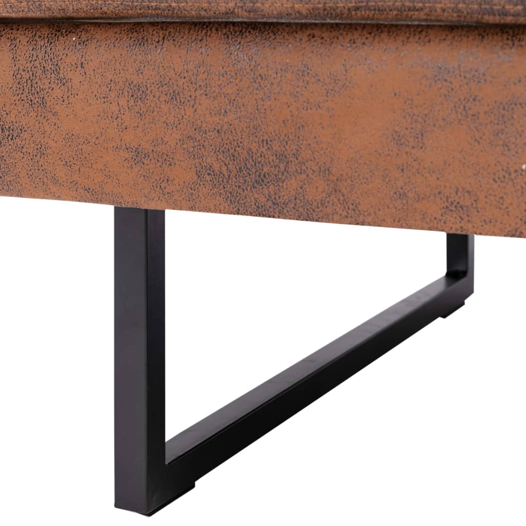 Canapea colțar, maro, piele întoarsă ecologică