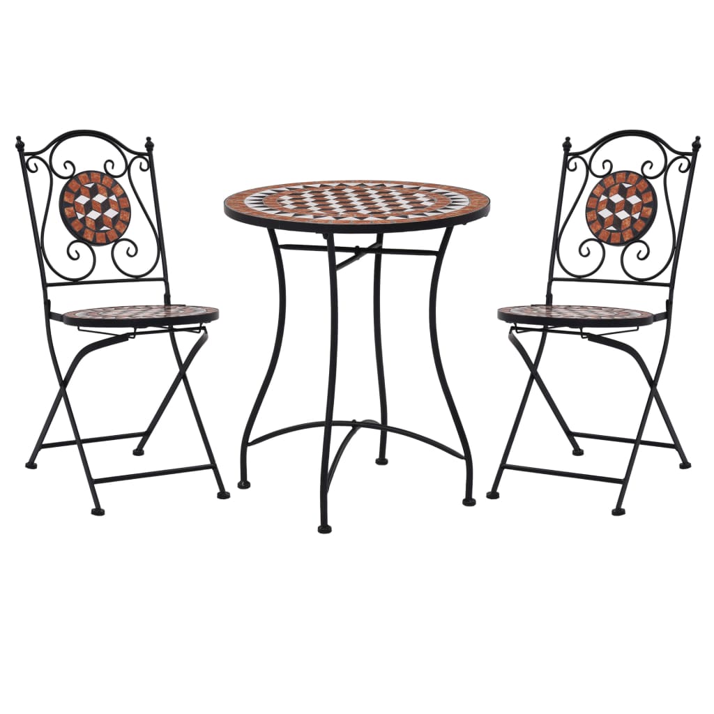 

vidaXL 3 Piece Mosaic Bistro Set Ceramic Tile Terracotta