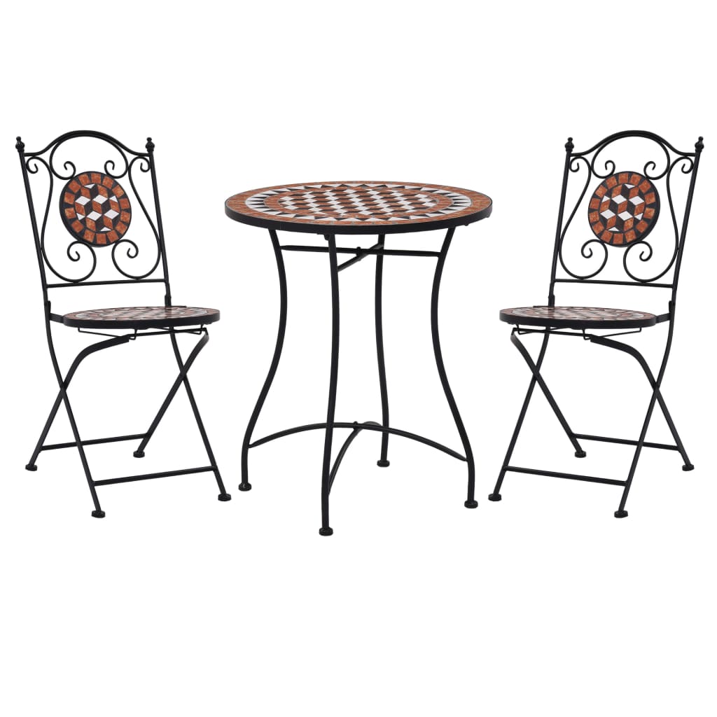 vidaXL 3-tlg. Bistro-Set Mosaik Keramik Terrakotta