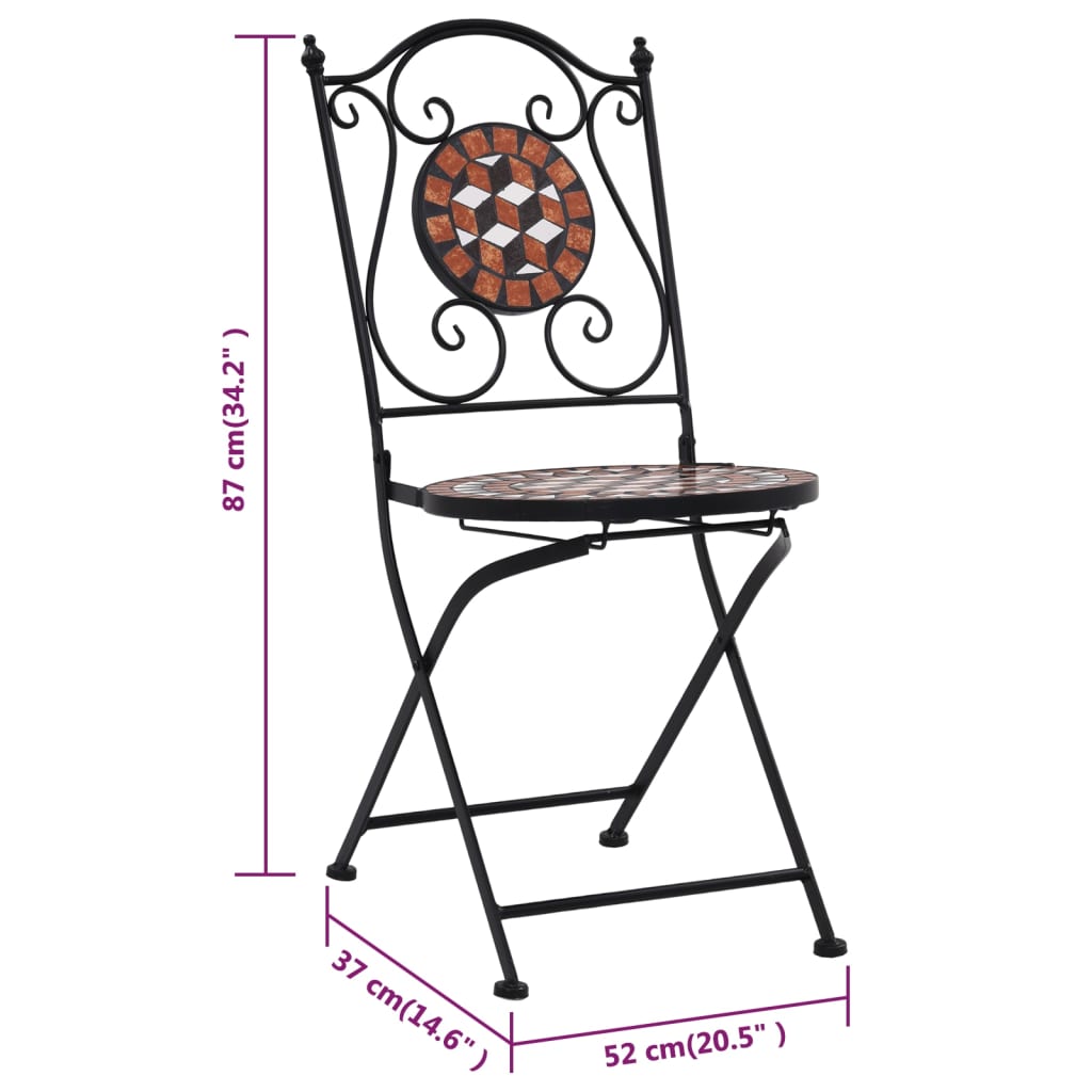 3dílný mozaikový bistro set keramický terakotový - obrázek 14