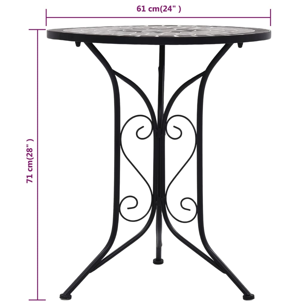 3dílný mozaikový bistro set keramický šedý - obrázek 13