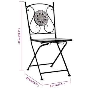 3dílný mozaikový bistro set keramický šedý - obrázek 14