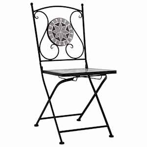 3dílný mozaikový bistro set keramický šedý - obrázek 4