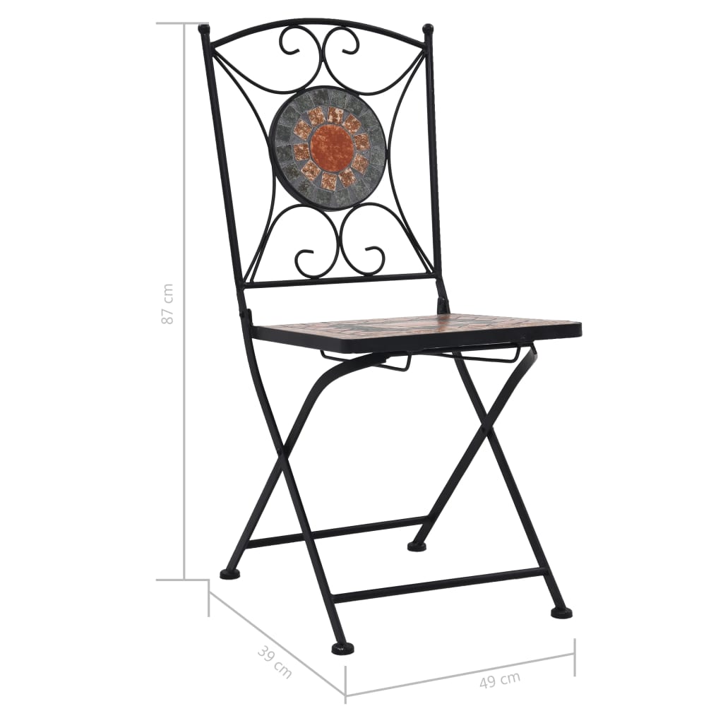 3dílný mozaikový bistro set keramický oranžovo-šedý - obrázek 14
