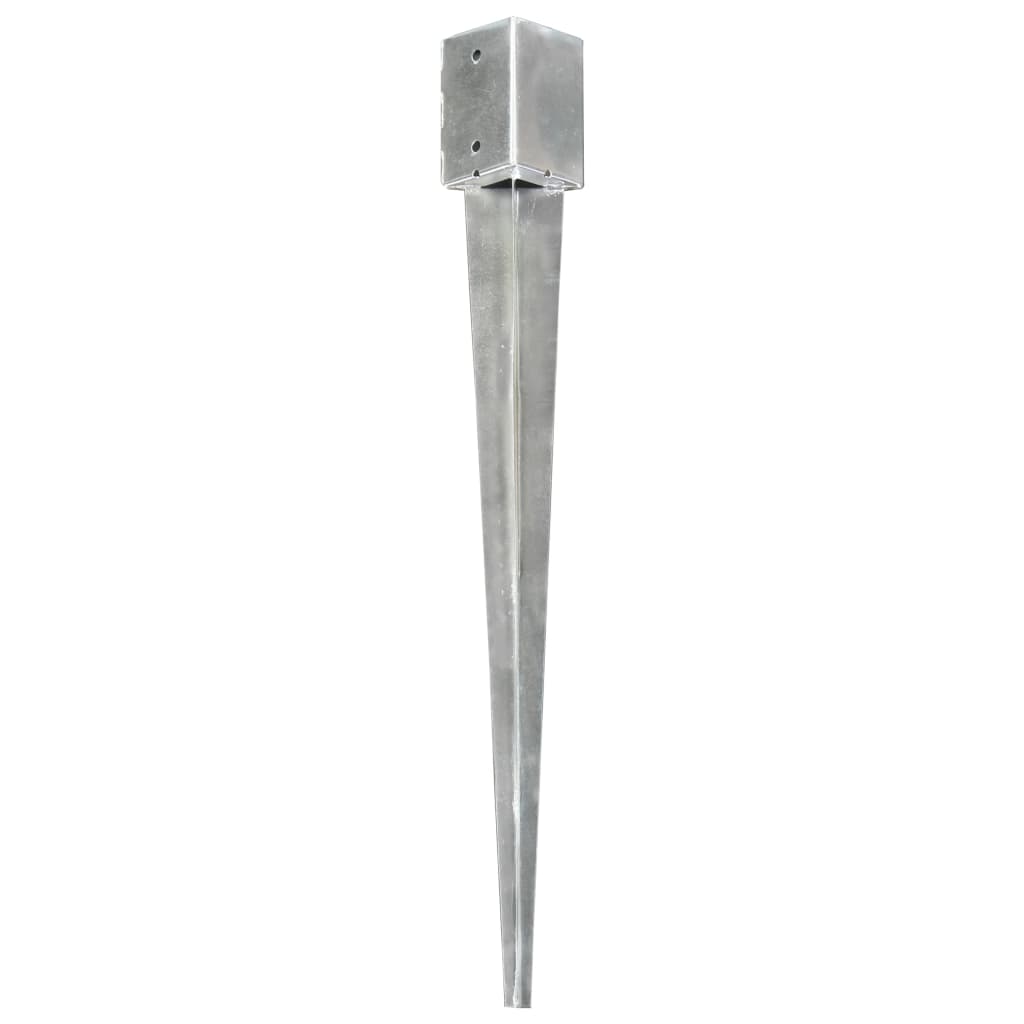 vidaXL Ground Spikes 2 pcs Silver 9x9x90 cm Galvanised Steel