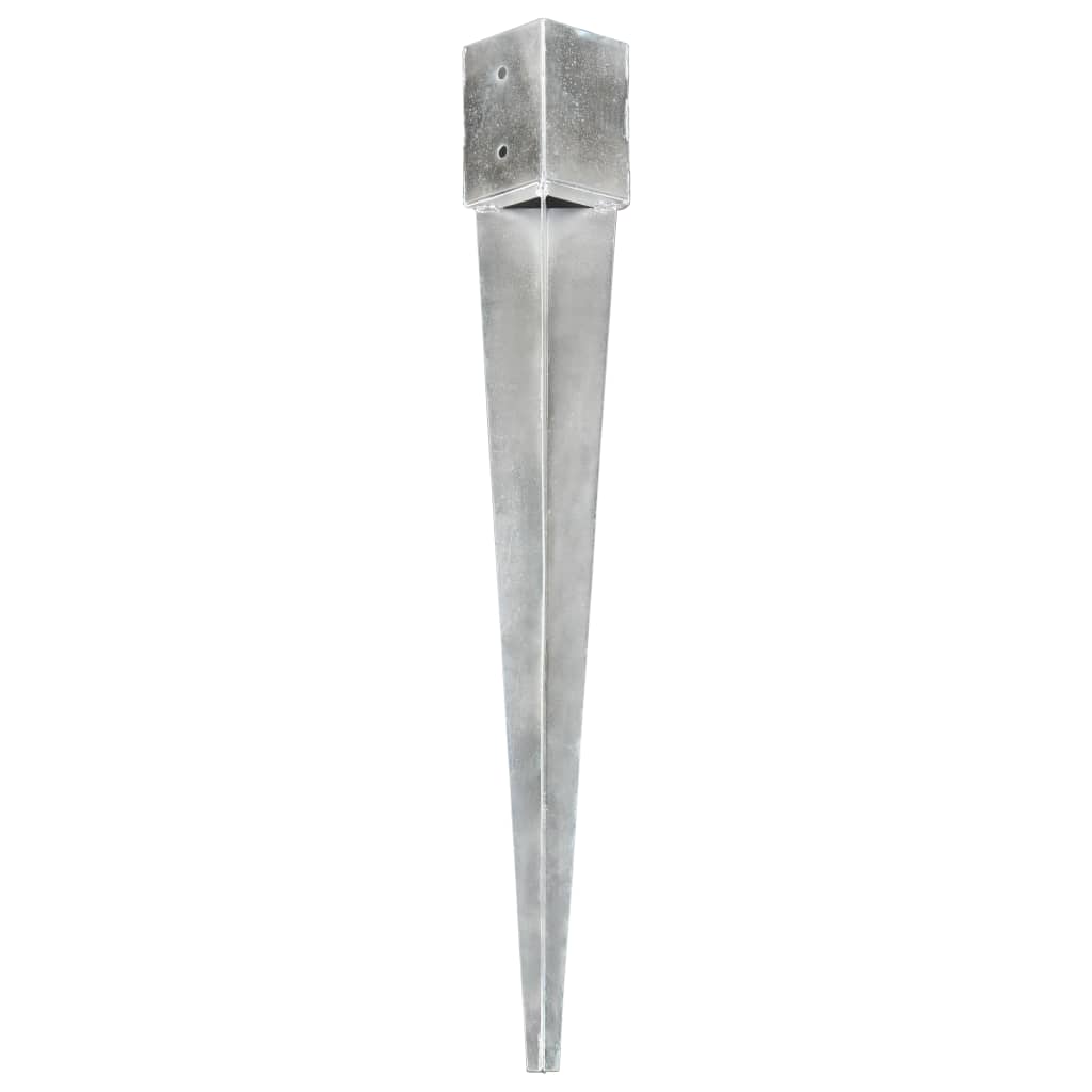 vidaXL Erdspieße 2 Stk. Silbern 10×10×91 cm Verzinkter Stahl
