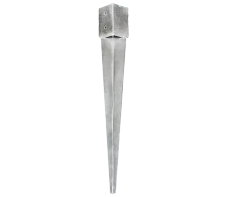 vidaXL Ground Spikes 2 pcs Silver 10x10x91 cm Galvanised Steel