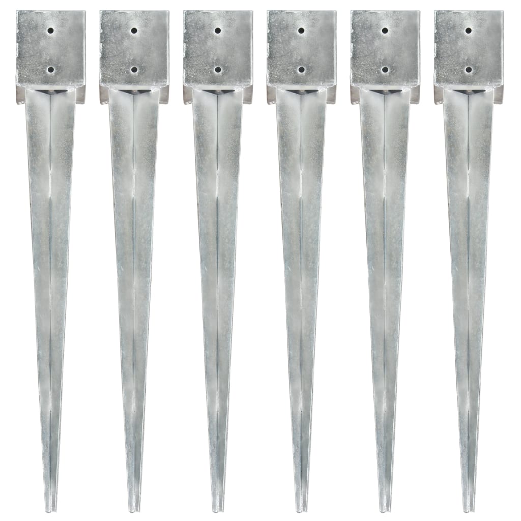 vidaXL Țăruși de sol, 6 buc., argintiu, 12x12x89 cm, oțel galvanizat vidaXL