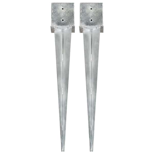 vidaXL maavaiad 2 tk, h&otilde;bedane, 14 x 14 x 91 cm, tsingitud teras