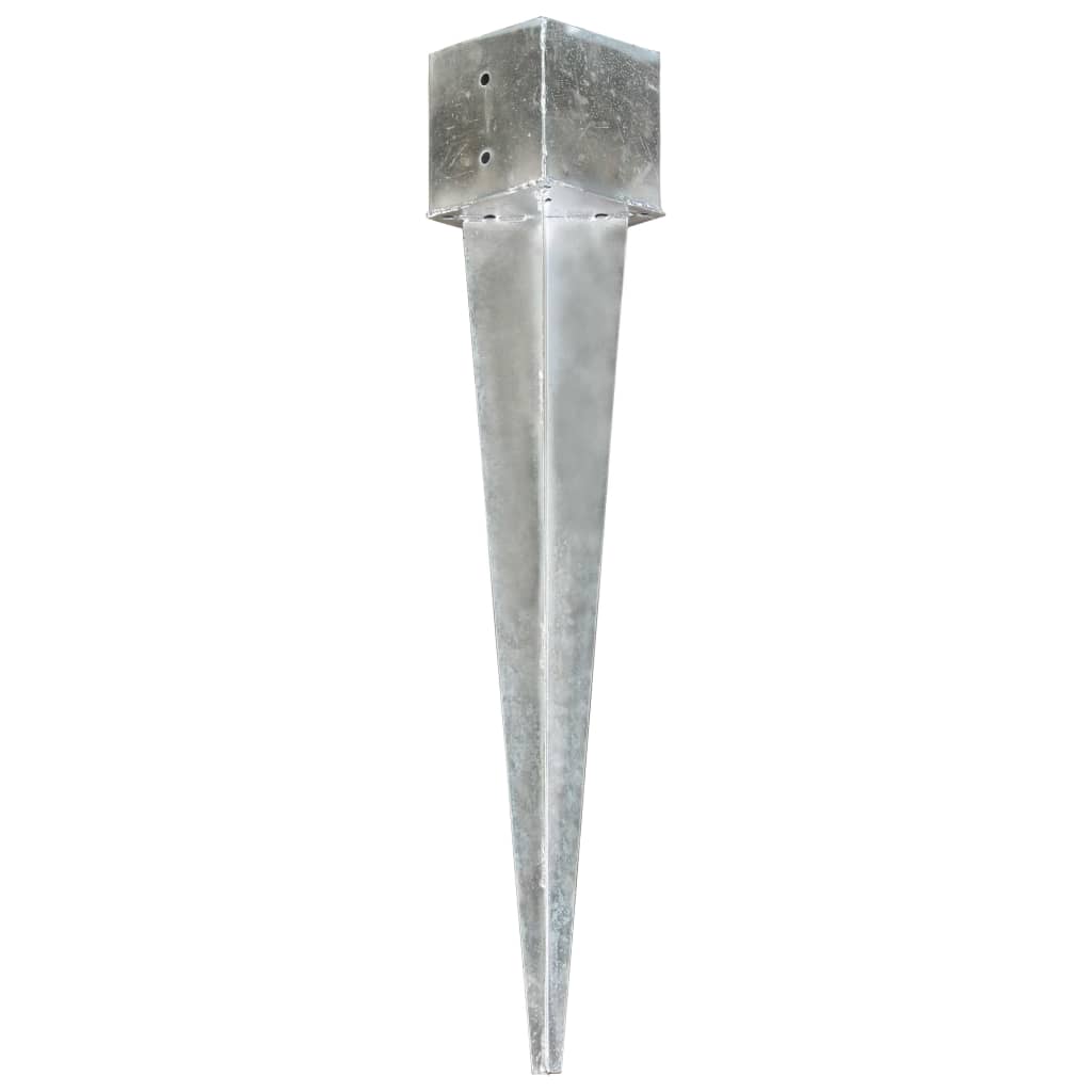 vidaXL Țăruși de sol, 2 buc., argintiu, 14x14x91 cm, oțel galvanizat