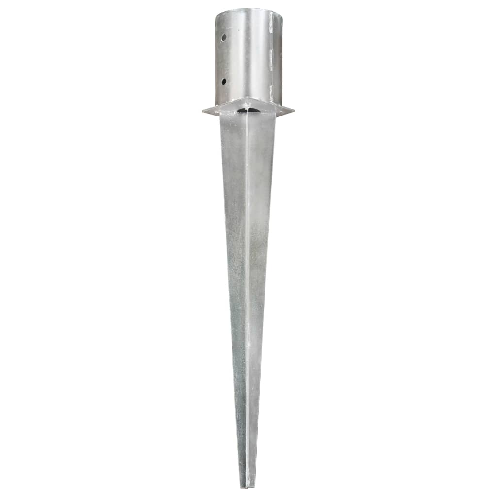 vidaXL Ground Spikes 2 pcs Silver 10x76 cm Galvanised Steel