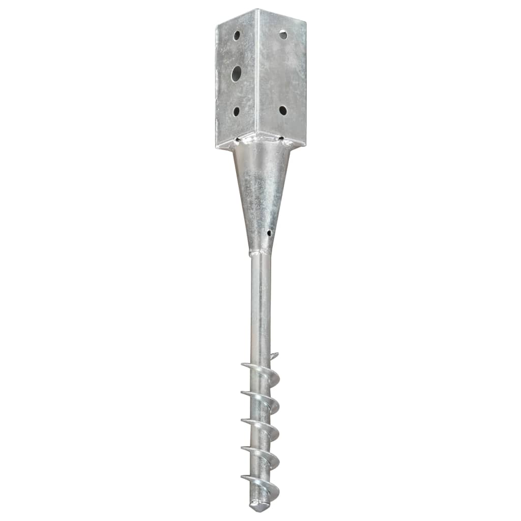 vidaXL Grondpinnen 2 st 10x10x57 cm gegalvaniseerd staal zilverkleurig afbeelding