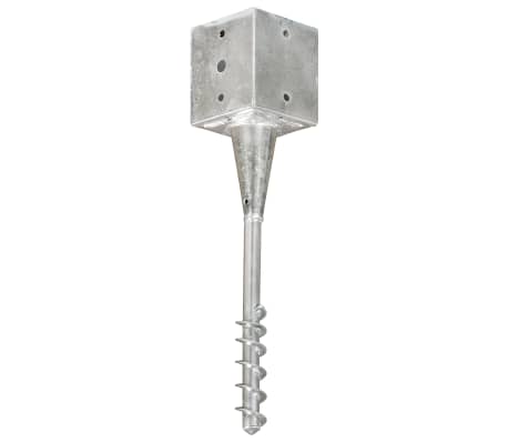 vidaXL Ground Spikes 2 pcs Silver 12x12x56 cm Galvanised Steel