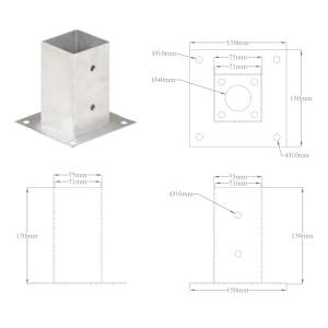 Patka na sloupek 4 ks pozinkovaný kov 71 mm - obrázek 9