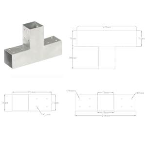 Trámová spojka 4 ks ve tvaru T pozinkovaný kov 71 x 71 mm - obrázek 8