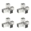 vidaXL posti&uuml;hendused, 4 tk X-kujuline, tsingitud metall, 71 x 71 mm