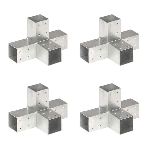 vidaXL posti&uuml;hendused, 4 tk X-kujuline, tsingitud metall, 71 x 71 mm