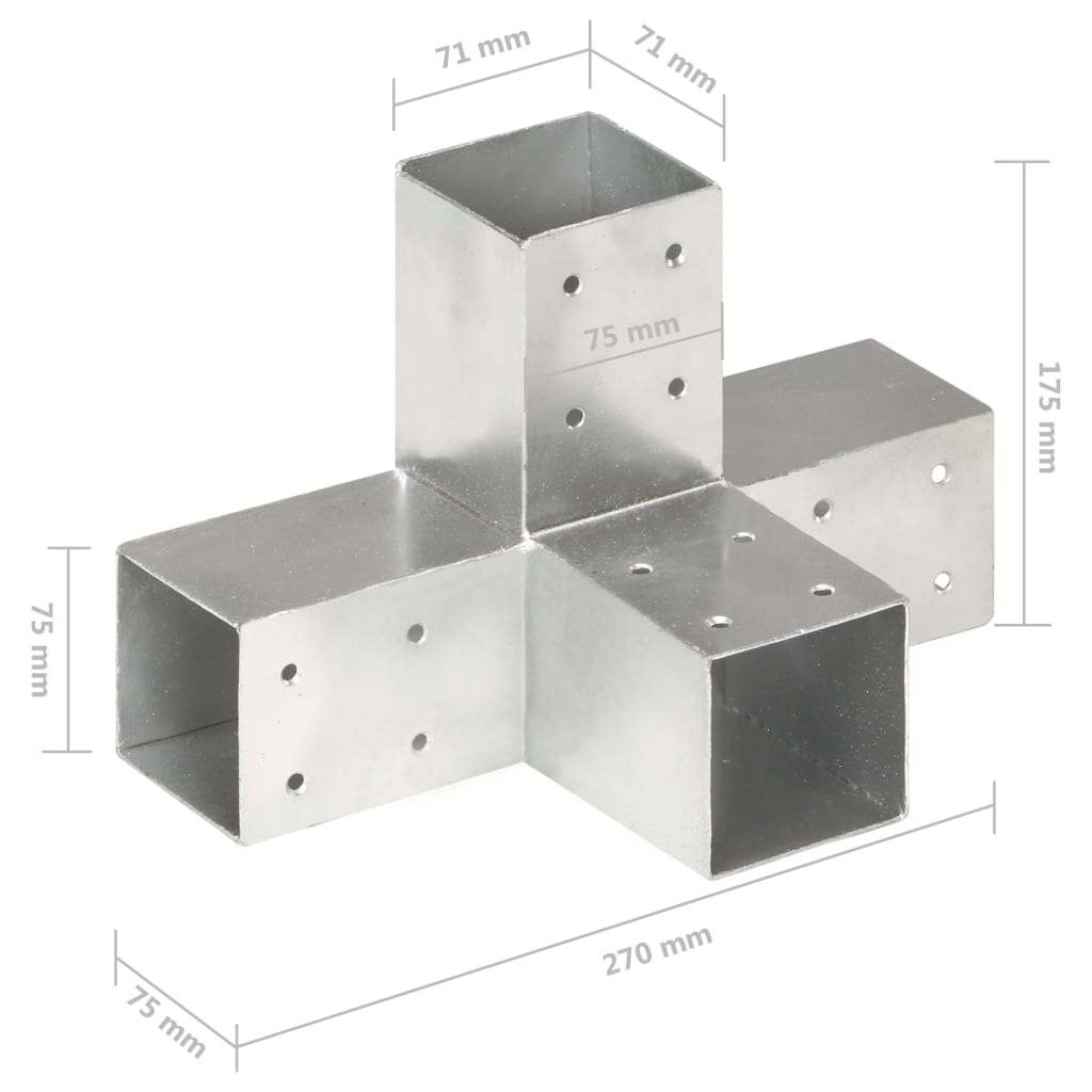 4 darab X-alakú horganyzott fém oszloptartó 71 x 71 mm 