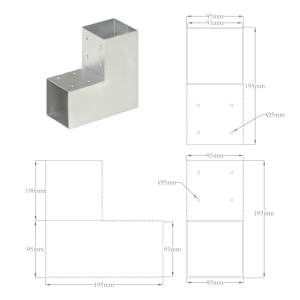 Trámová spojka 4 ks ve tvaru L pozinkovaný kov 91 x 91 mm - obrázek 8