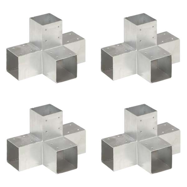vidaXL posti&uuml;hendused, 4 tk X-kujuline, tsingitud metall, 91 x 91 mm