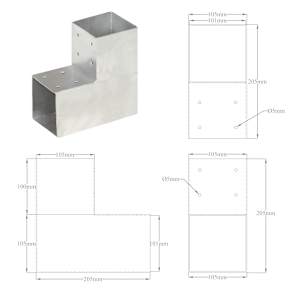 Trámová spojka 4 ks ve tvaru L pozinkovaný kov 101 x 101 mm - obrázek 8