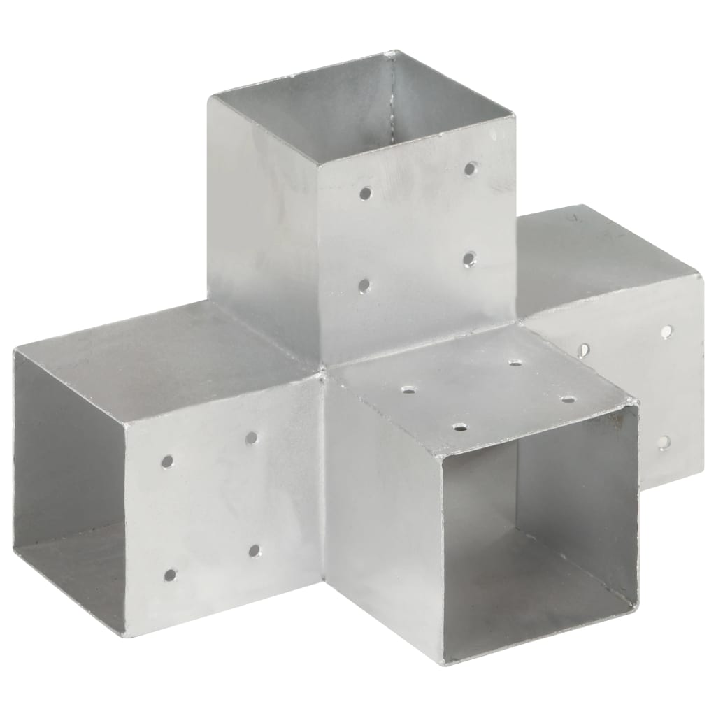 vidaXL Conectores de postes en X 4 uds metal galvanizado 101x101 mm