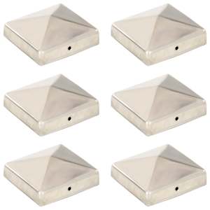 Krytky na plotové sloupky ve tvaru stříšky 6 ks nerez 81x81 mm - obrázek 1