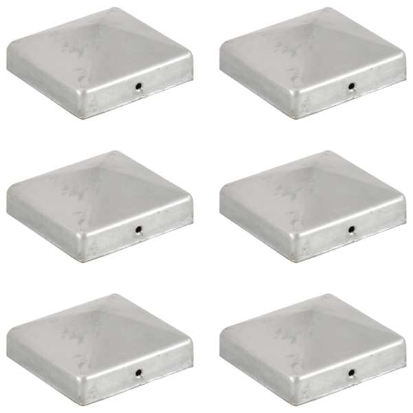 vidaXL p&uuml;ramiidikujuline aiapostiots, 6 tk, tsingitud metall, 81x81 mm
