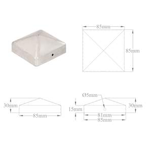 Krytky na plotové sloupky stříška 6 ks pozinkovaný kov 81x81 mm - obrázek 9