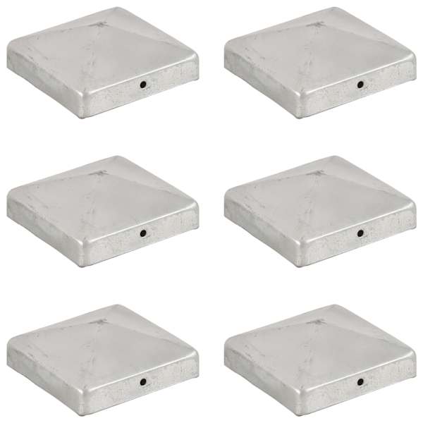 vidaXL p&uuml;ramiidikujuline aiapostiots, 6 tk, tsingitud metall, 91x91 mm