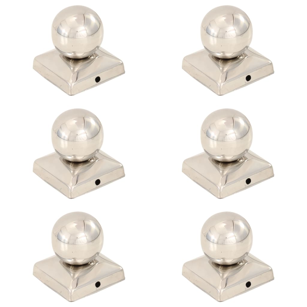 vidaXL Pfostenkappen 6 Stk. Kugelform Edelstahl 71 x 71 mm