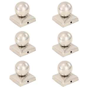 Krytky na plotové sloupky 6 ks s koulí nerezová ocel 71 x 71 mm