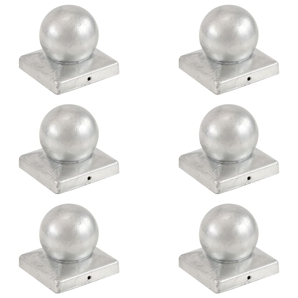 vidaXL Capace stâlpi tip glob, 6 buc., 101×101 mm, metal galvanizat vidaXL