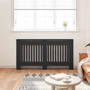 vidaXL Radiatorombouw 152x19x81,5 cm bewerkt hout zwart