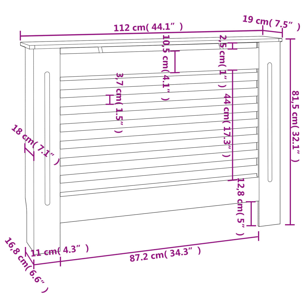 Radiatorombouw 112x19x81,5 cm MDF antraciet