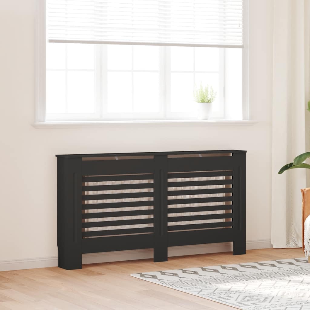 vidaXL Mască pentru calorifer, negru, 152 x 19 x 81,5 cm, MDF