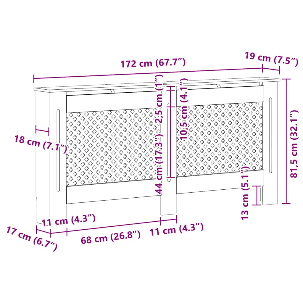Pokrov za radiator 172x19x81,5 cm mediapan - slika 9