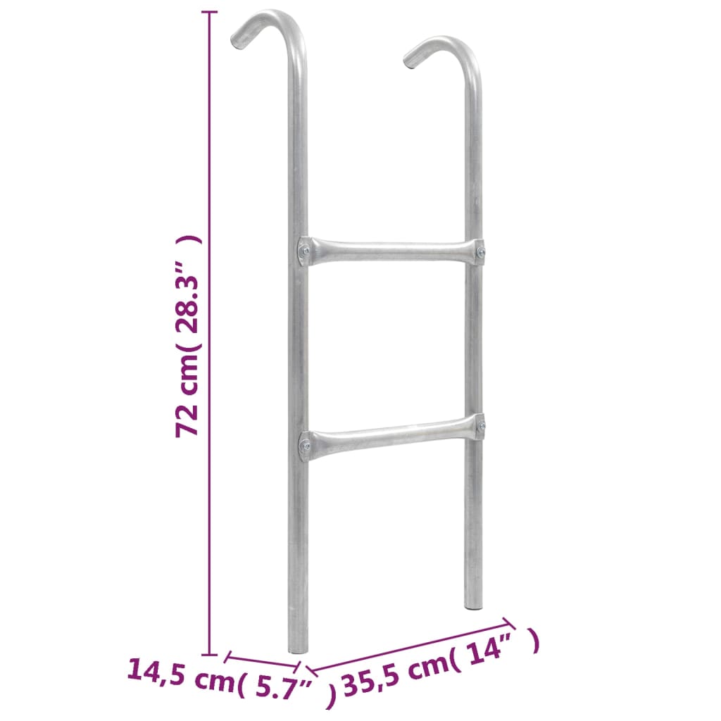  Dvojstupňový rebrík k trampolíne, oceľ, strieborný 72 cm