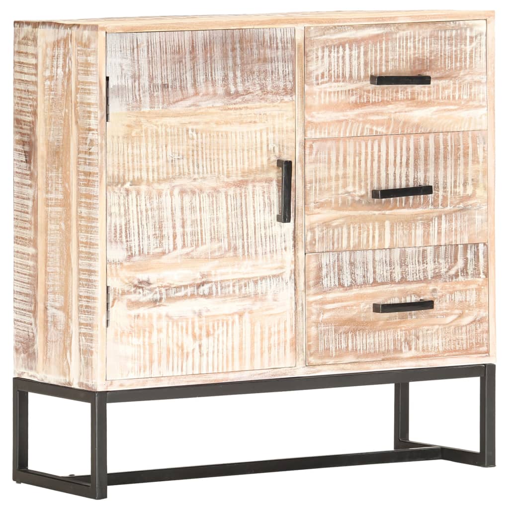 

vidaXL Sideboard White 28.7"x11.8"x29.5" Solid Acacia Wood