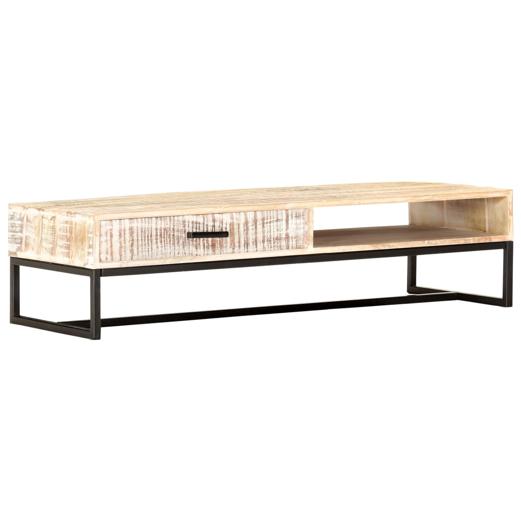 

vidaXL Coffee Table White 46.1"x19.7"x11.8" Solid Acacia Wood