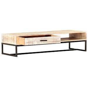 Konferenční stolek bílý 117 x 50 x 30 cm masivní akáciové dřevo - obrázek 2